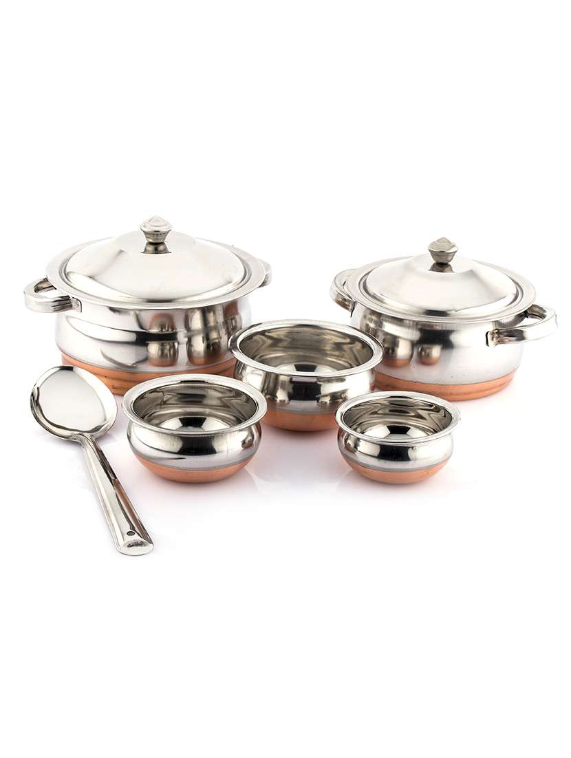 copper bottomcook n serve set of 6 pcs
