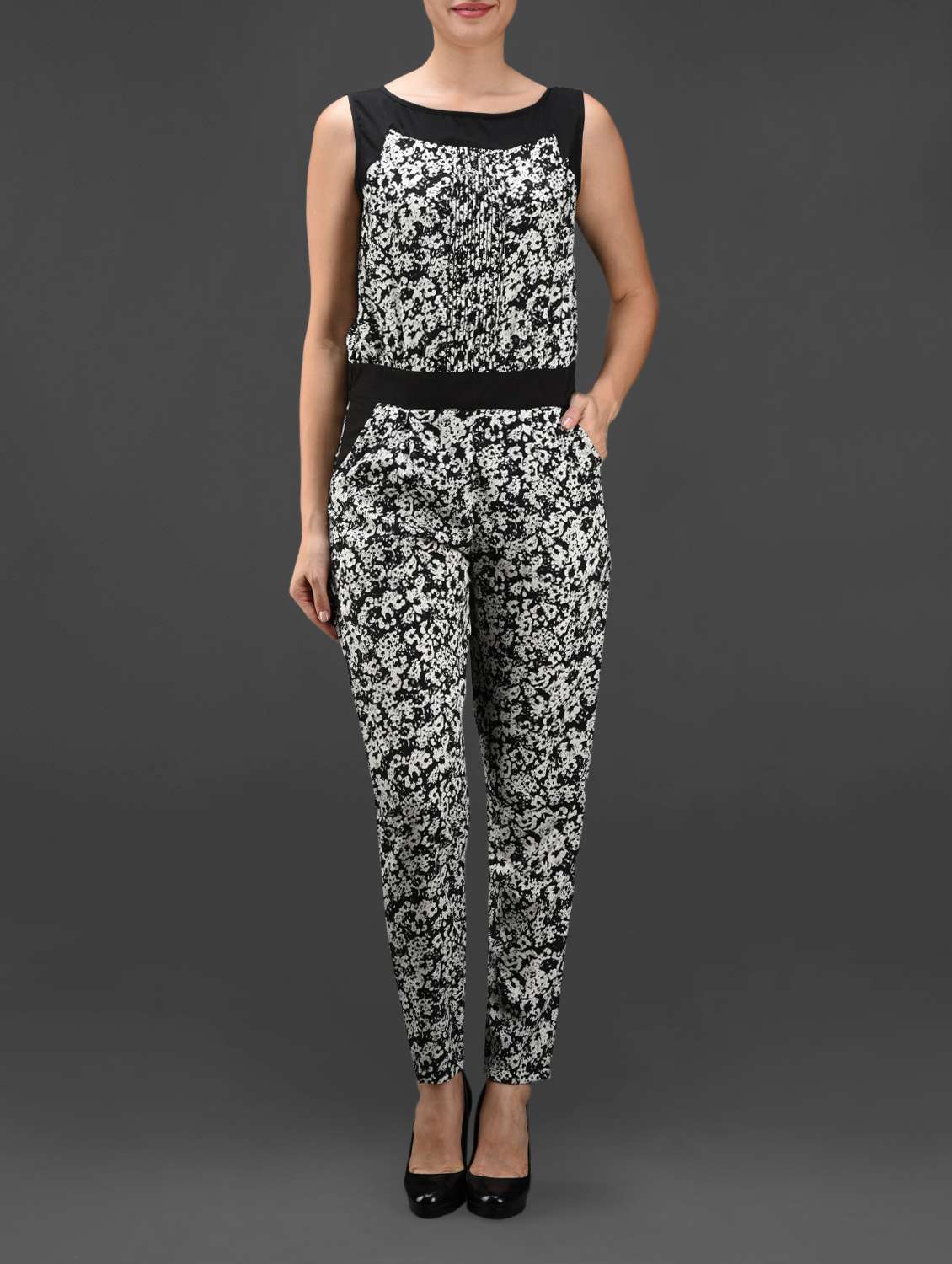 monochrome printed jumpsuit