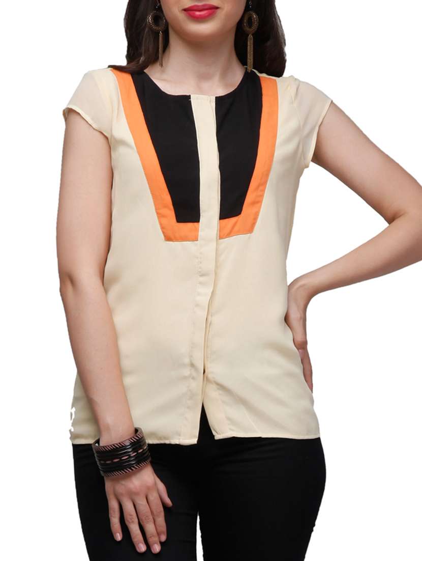 color block high low top