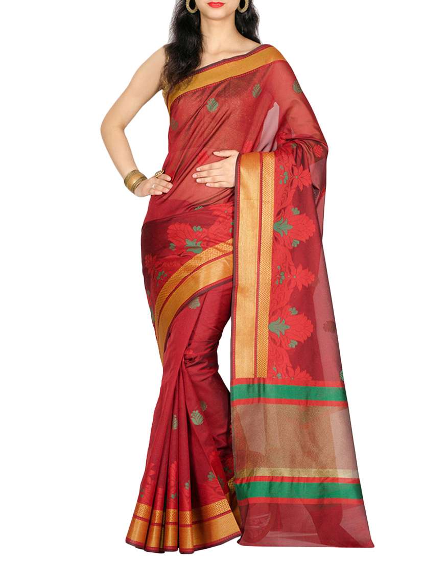 chevron zari border woven saree with blouse