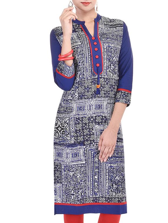 Beautiful Cotton Blue Color Printed Kurti From The House Of Palakh - By
