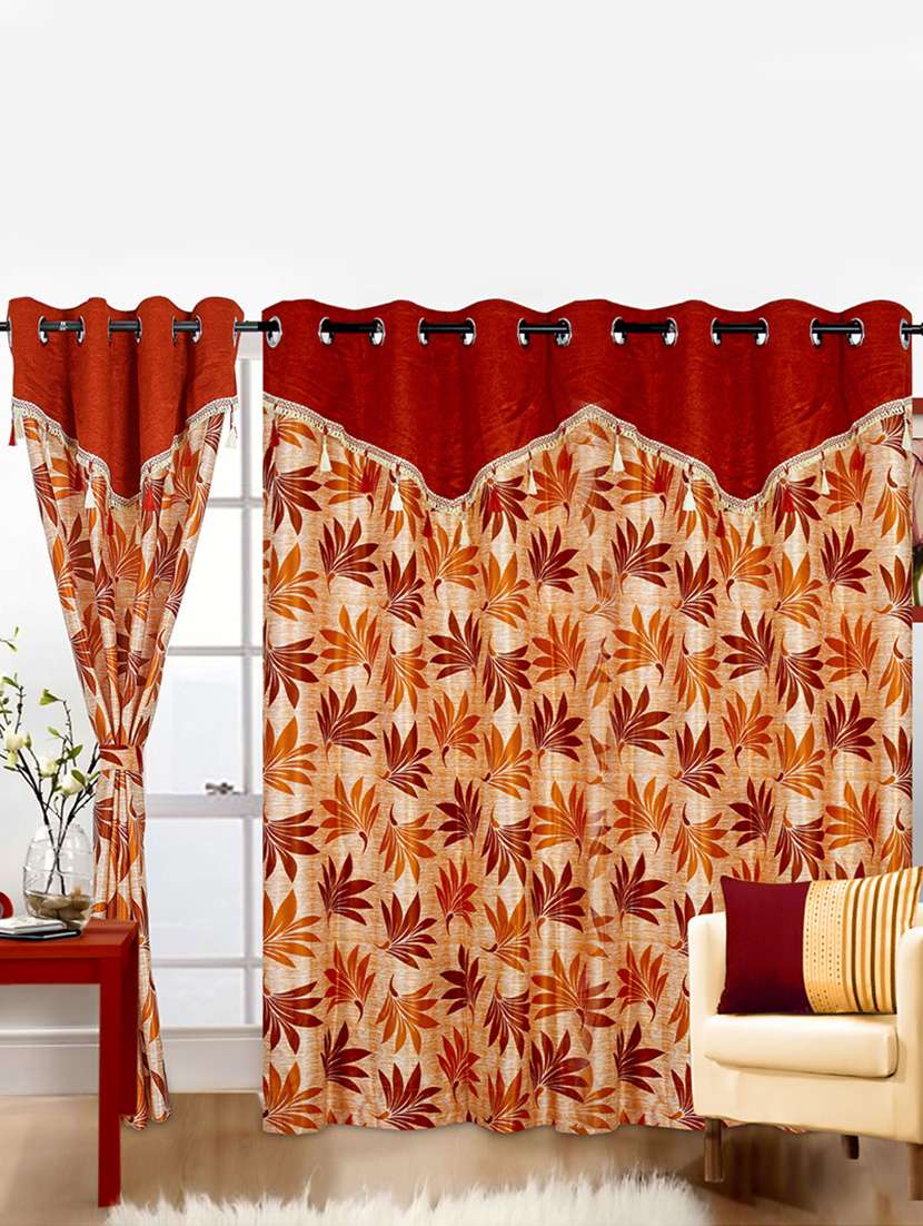 set of 2 fancy drape premium curtain