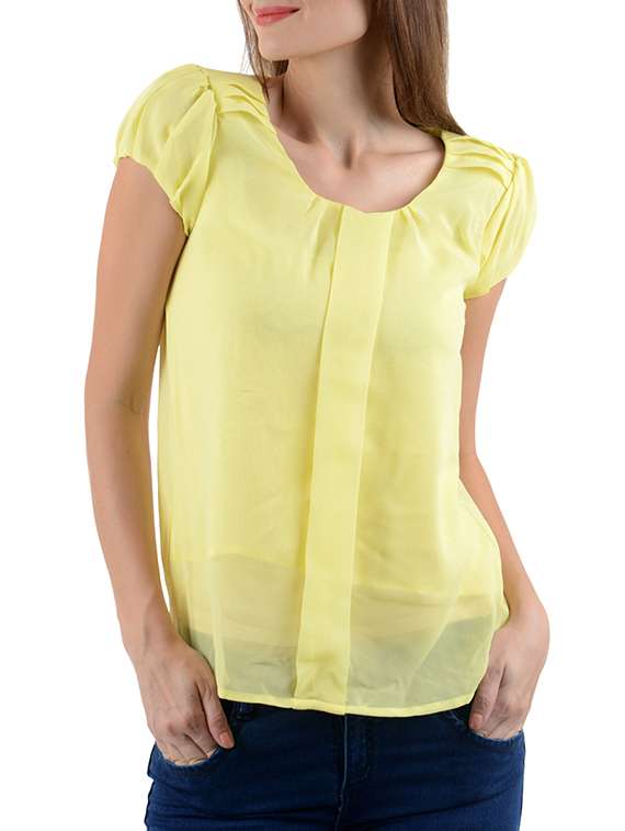 yellow poly crepe top