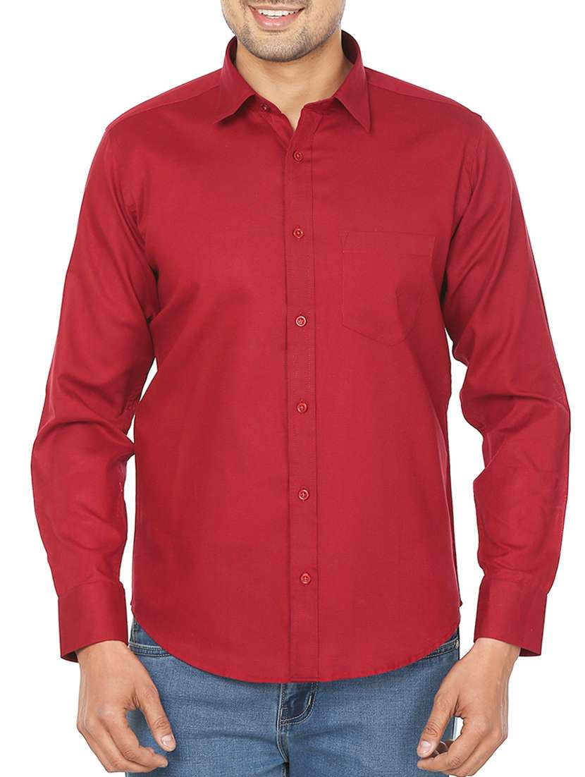 red cotton casual shirt