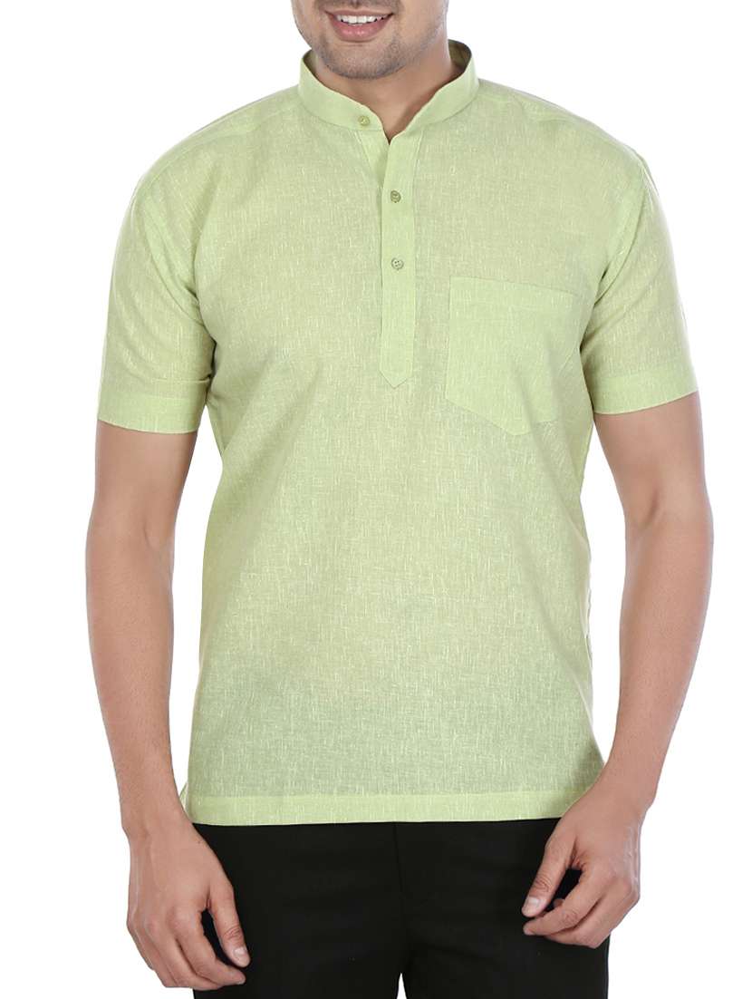 green cotton short  kurta