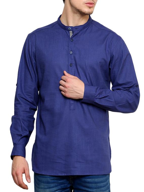 indigo cotton kurta - 10674735 - Zoom Image - 0