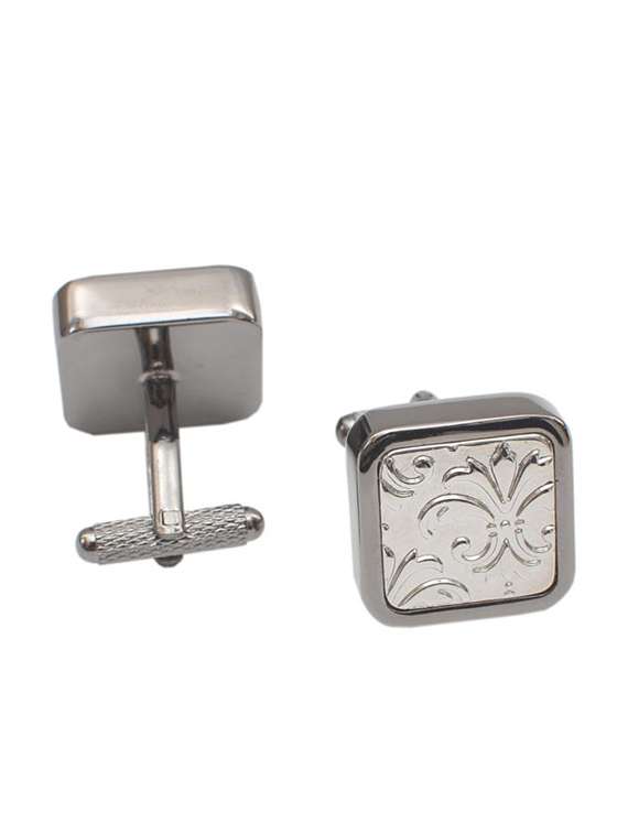 alvaro castagnino silver metal tie cufflinks & pocket square set