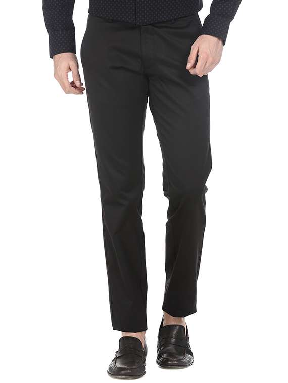 black cotton blend chinos trouser