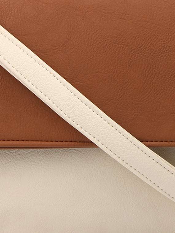 beige leatherette (pu) regular sling bag - 10721429 - Standard Image - 3