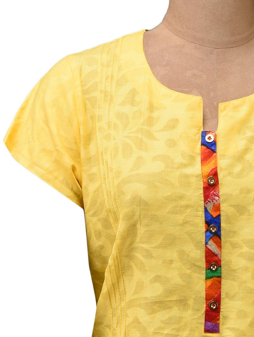 yellow plain solid cotton tunic - 1073606 - Standard Image - 3