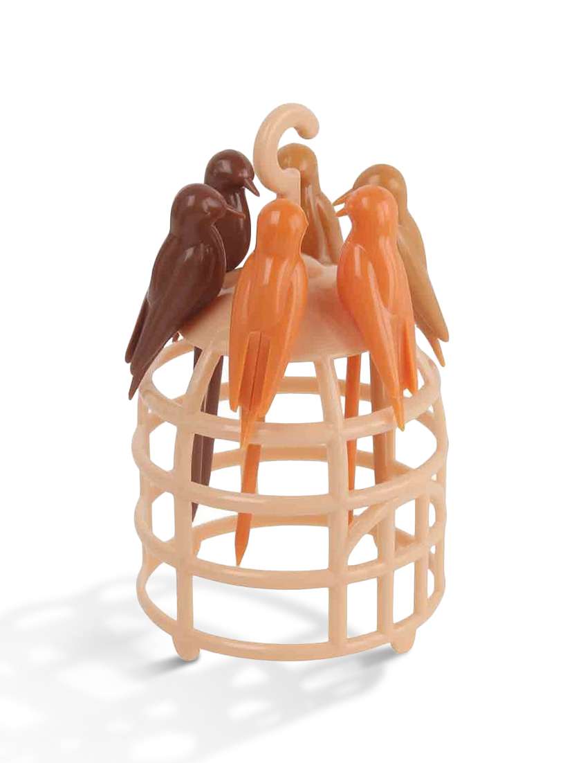 fancy centre bird cage fruit fork set of 6 pcs
