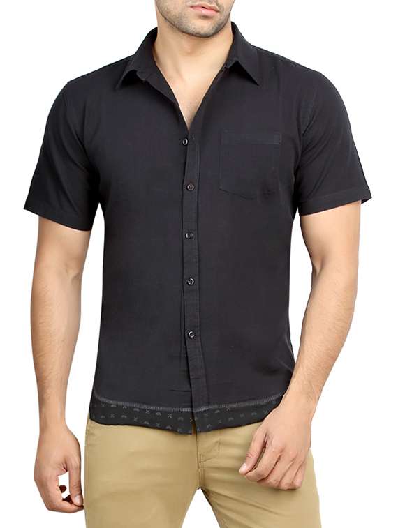 black linen casual shirt
