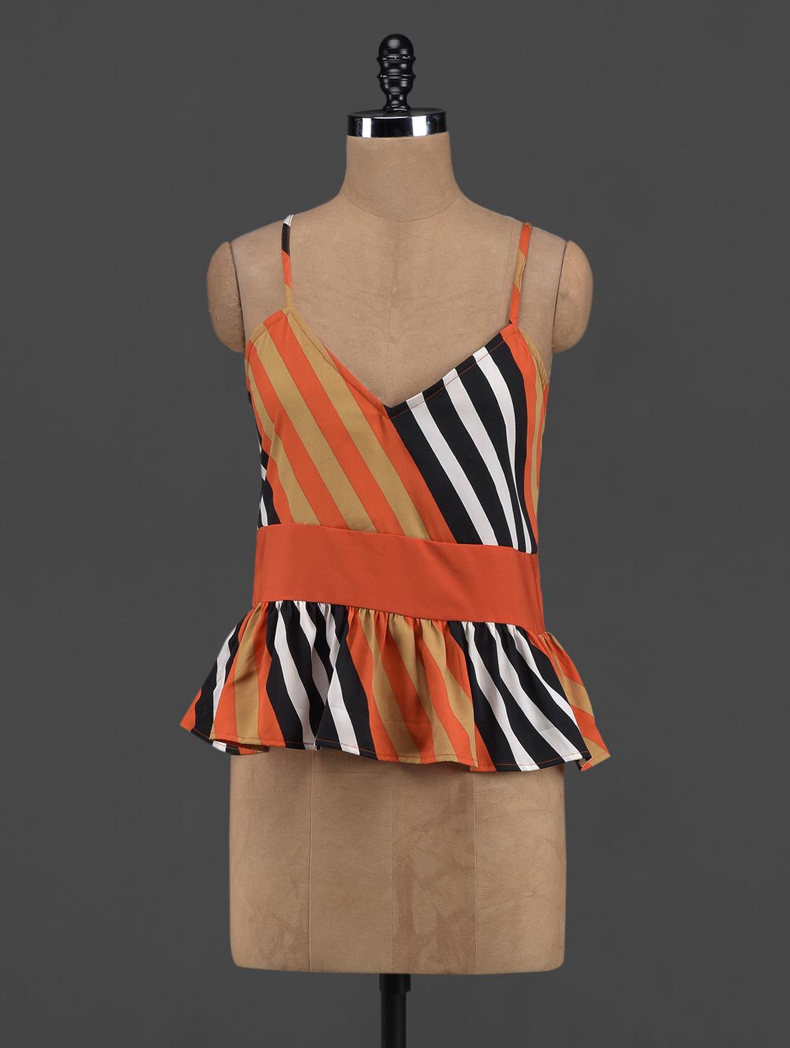 Striped Polyester Peplum Top - Yepme