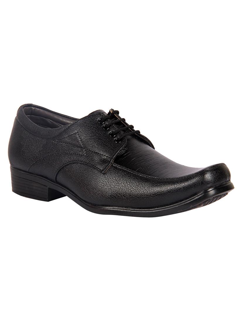 black faux leather formal shoes