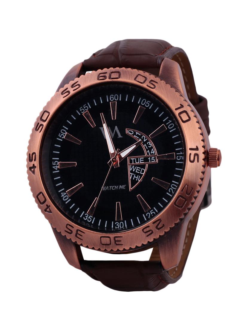 brown leather analogue watch - 10809516 - Zoom Image - 0