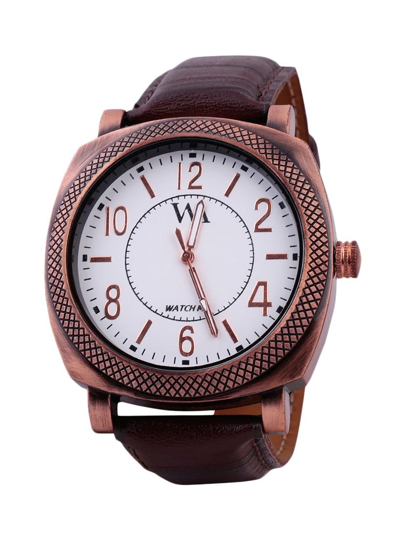 brown leather analogue watch - 10809582 - Zoom Image - 0
