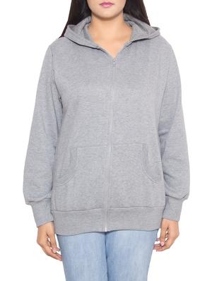 Grey Hooded Cotton Fleece Jacket Grey Hooded Cotton Fleece Jacket