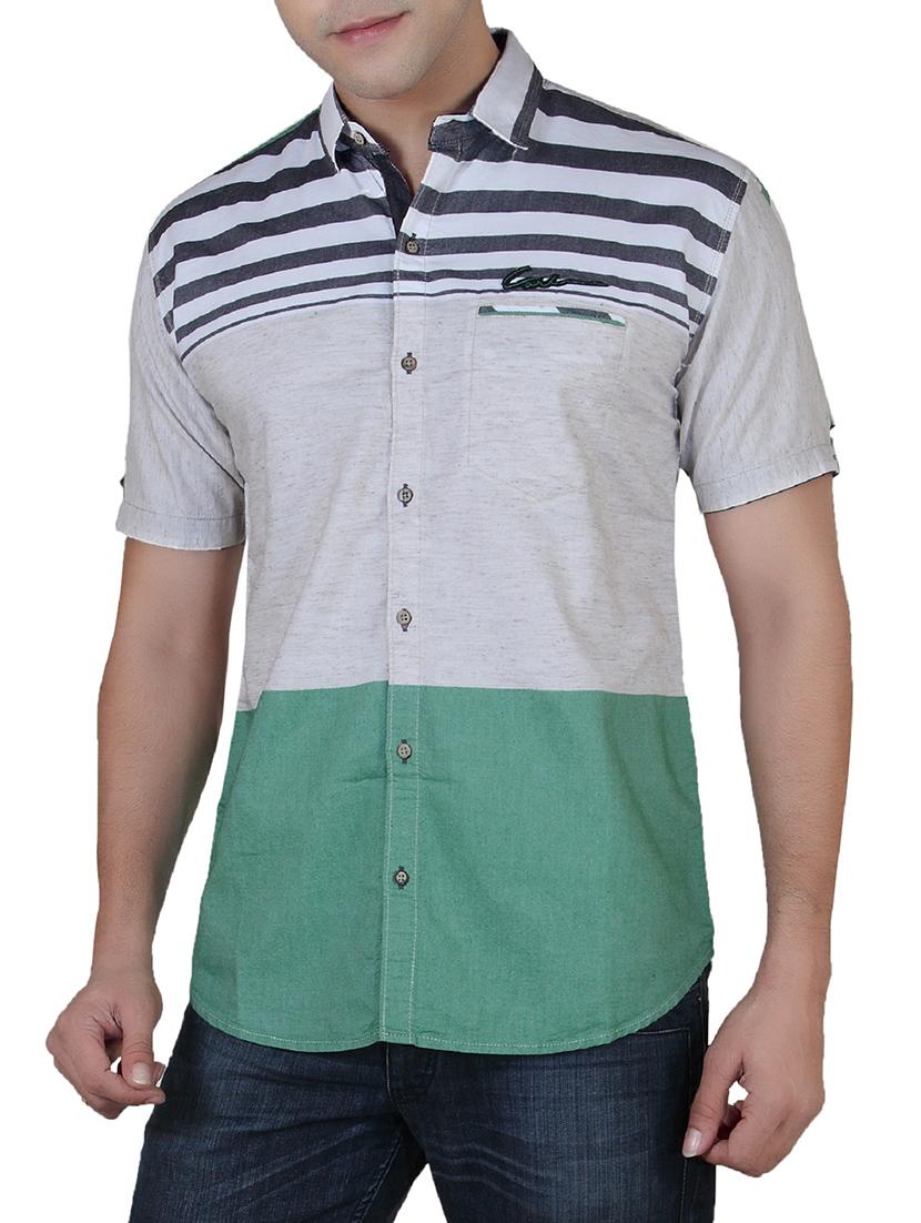 white,grey, green cotton casual shirt - 10819638 - Zoom Image - 0