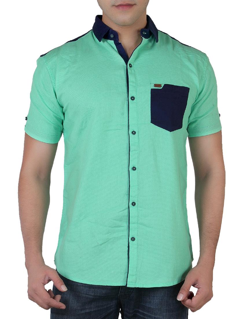 light green cotton casual shirt - 10819643 - Zoom Image - 0