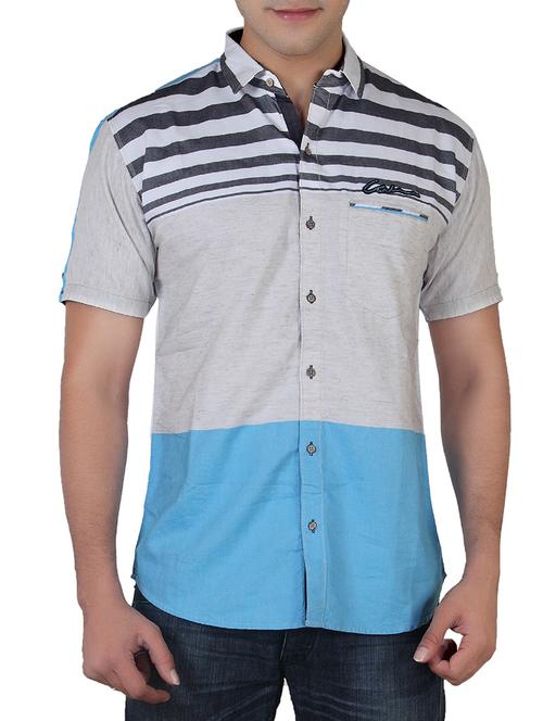 light blue, white, grey cotton casual shirt - 10819650 -  Standard Image - 0