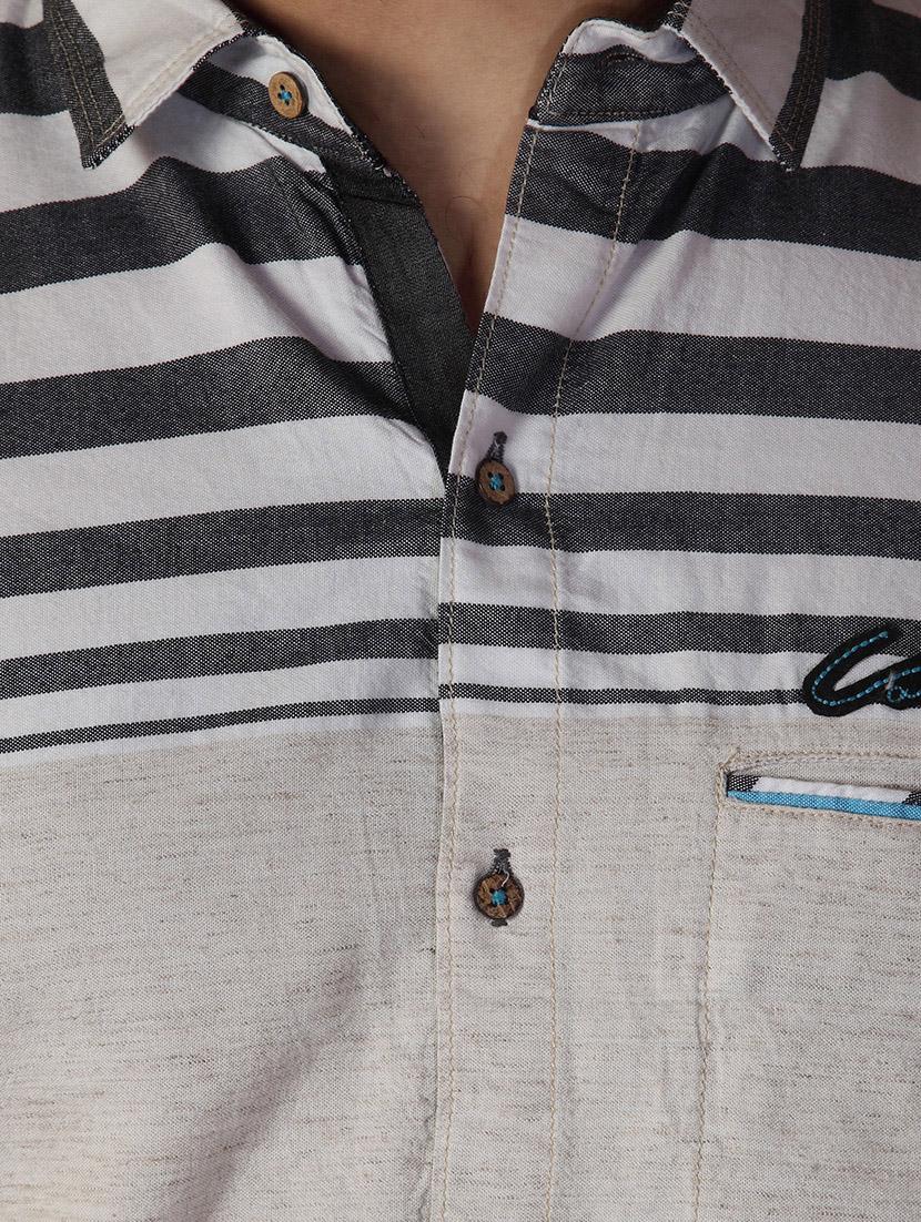 light blue, white, grey cotton casual shirt - 10819650 - Standard Image - 3