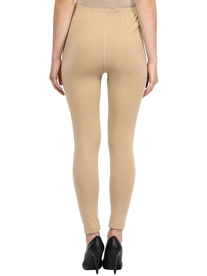 Buy online Beige Cotton Leggings from 