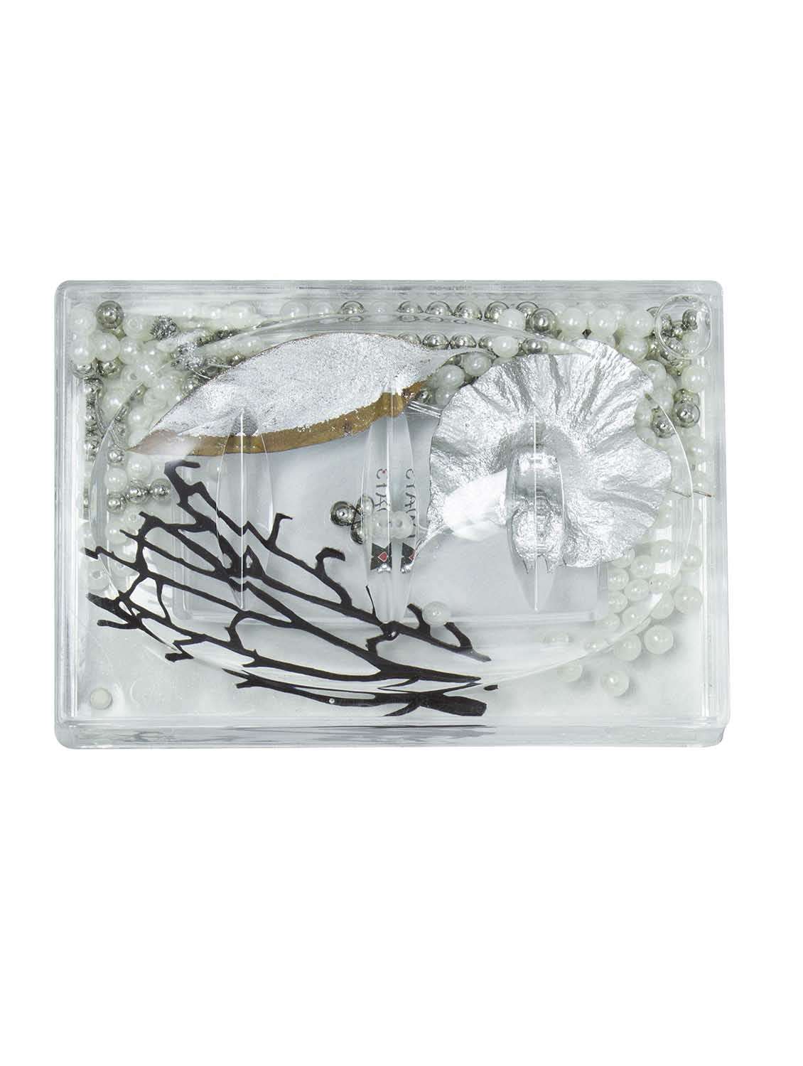 polo lifetime always rectangular acrylic royal soap dish - silver leaves and pearl potpourri