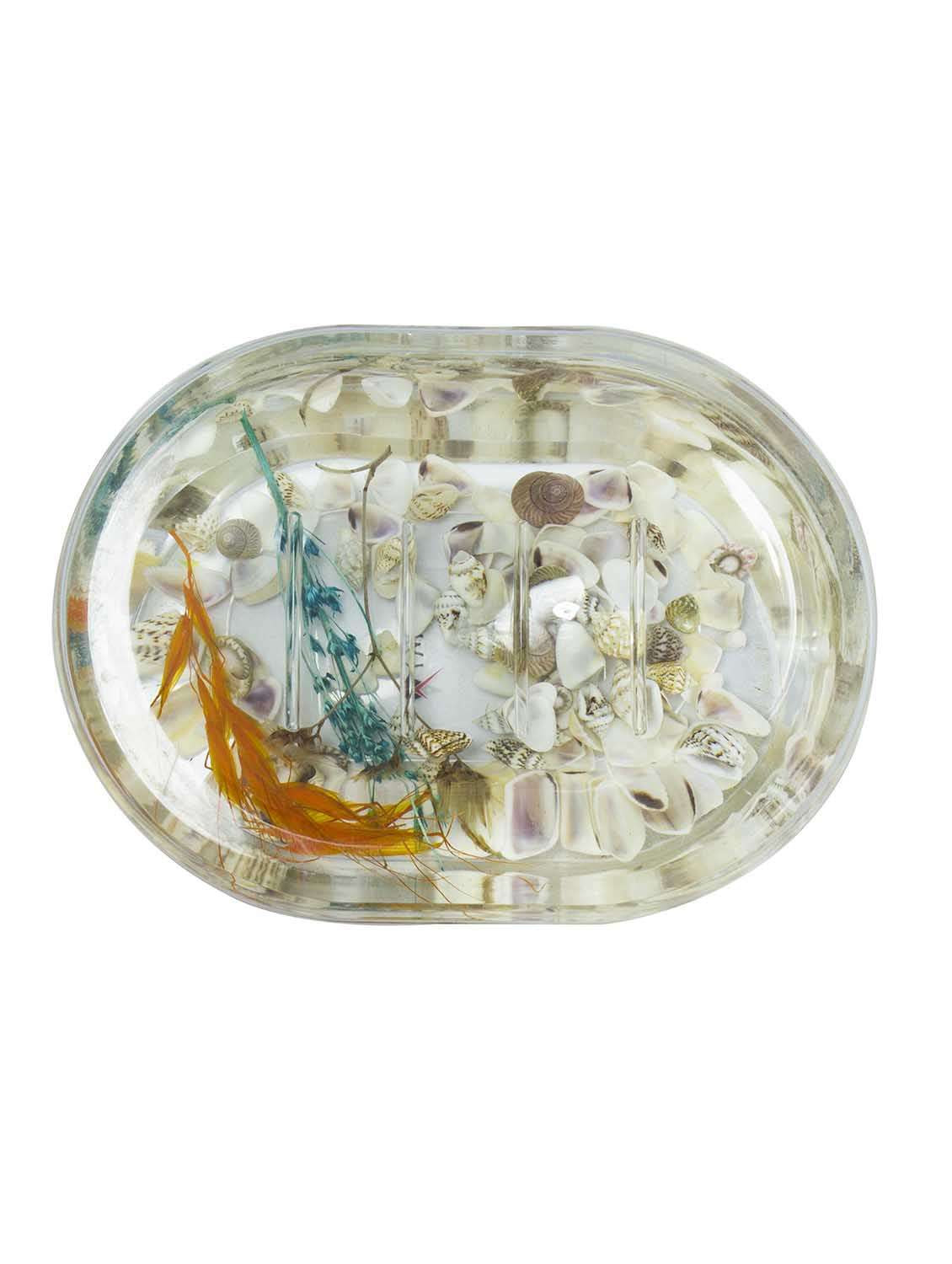 polo lifetime always oval acrylic soap dish - orange leaf & sea shells potpourri