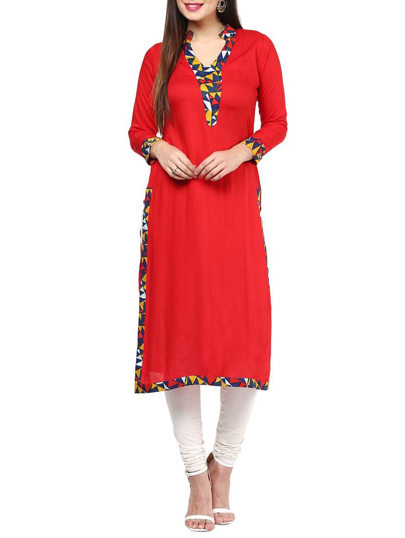 red rayon kurta