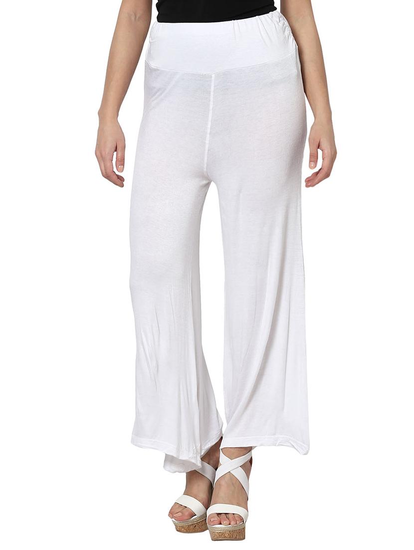white viscose palazzos