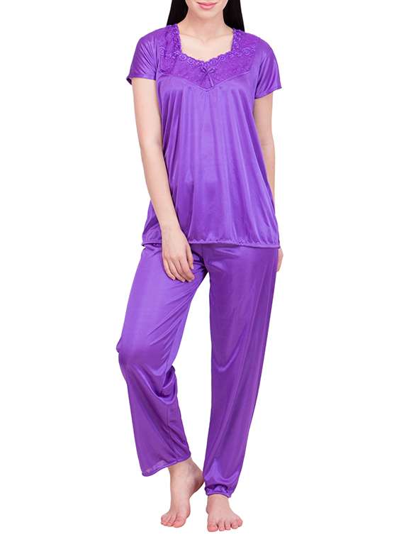 purple satin nightwear