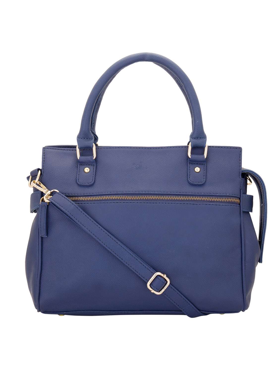 Buy online Blue Faux Leather Handbag With Sling from bags for Women by