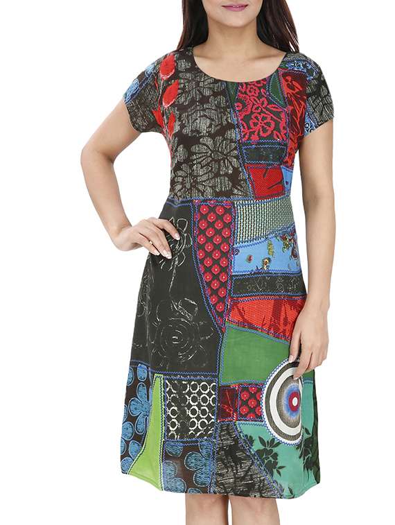 green cotton a line dress