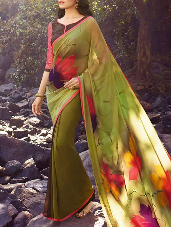 multi colored georgette saree