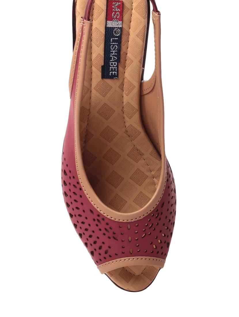 red leatherette wedge - 10859188 -  Standard Image - 3