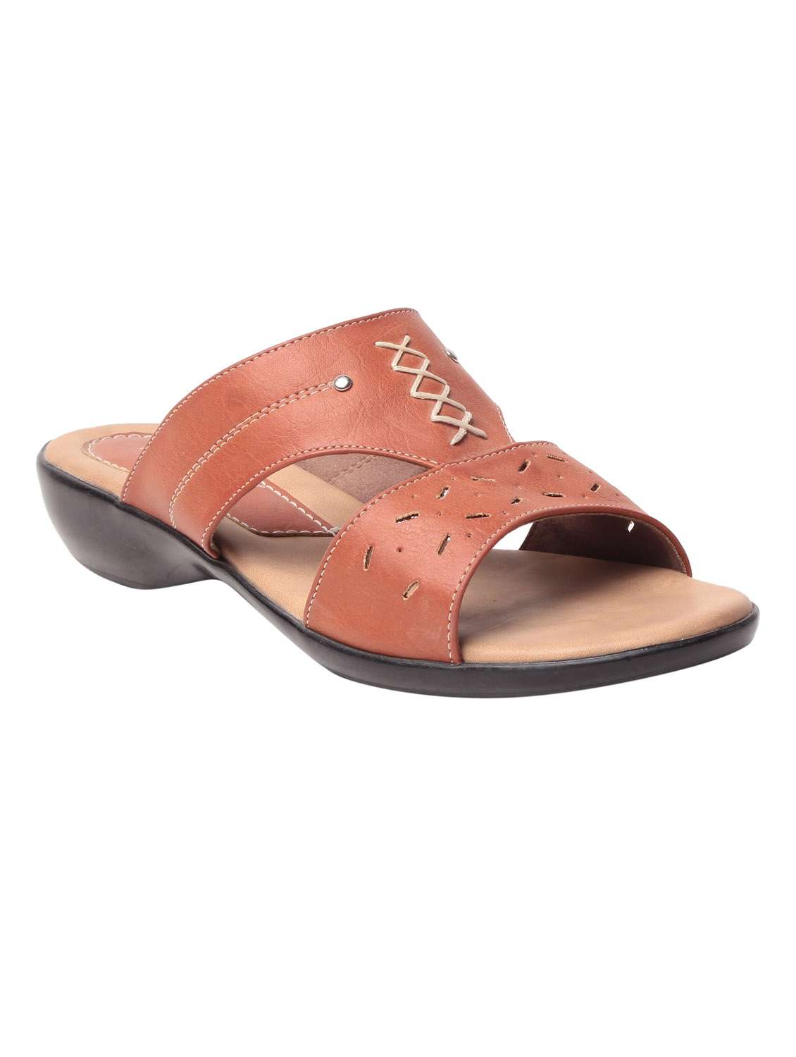 brown leatherette slippers