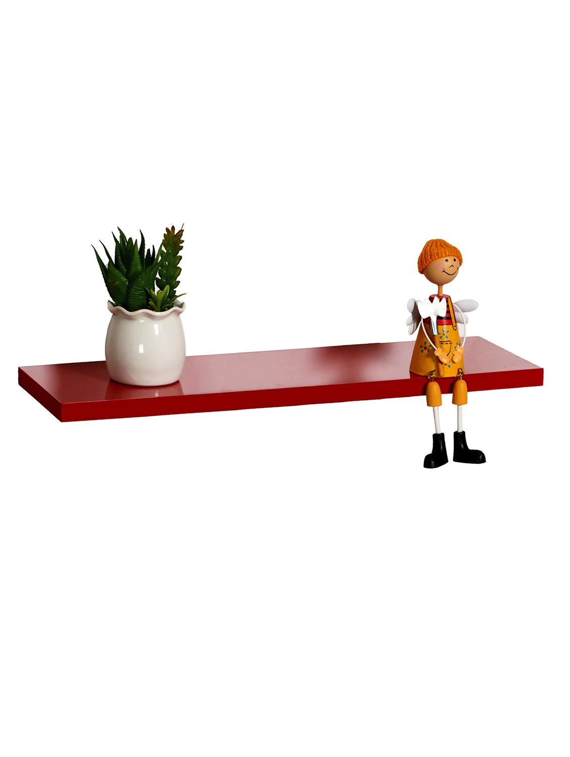 charming red mdf wall shelf