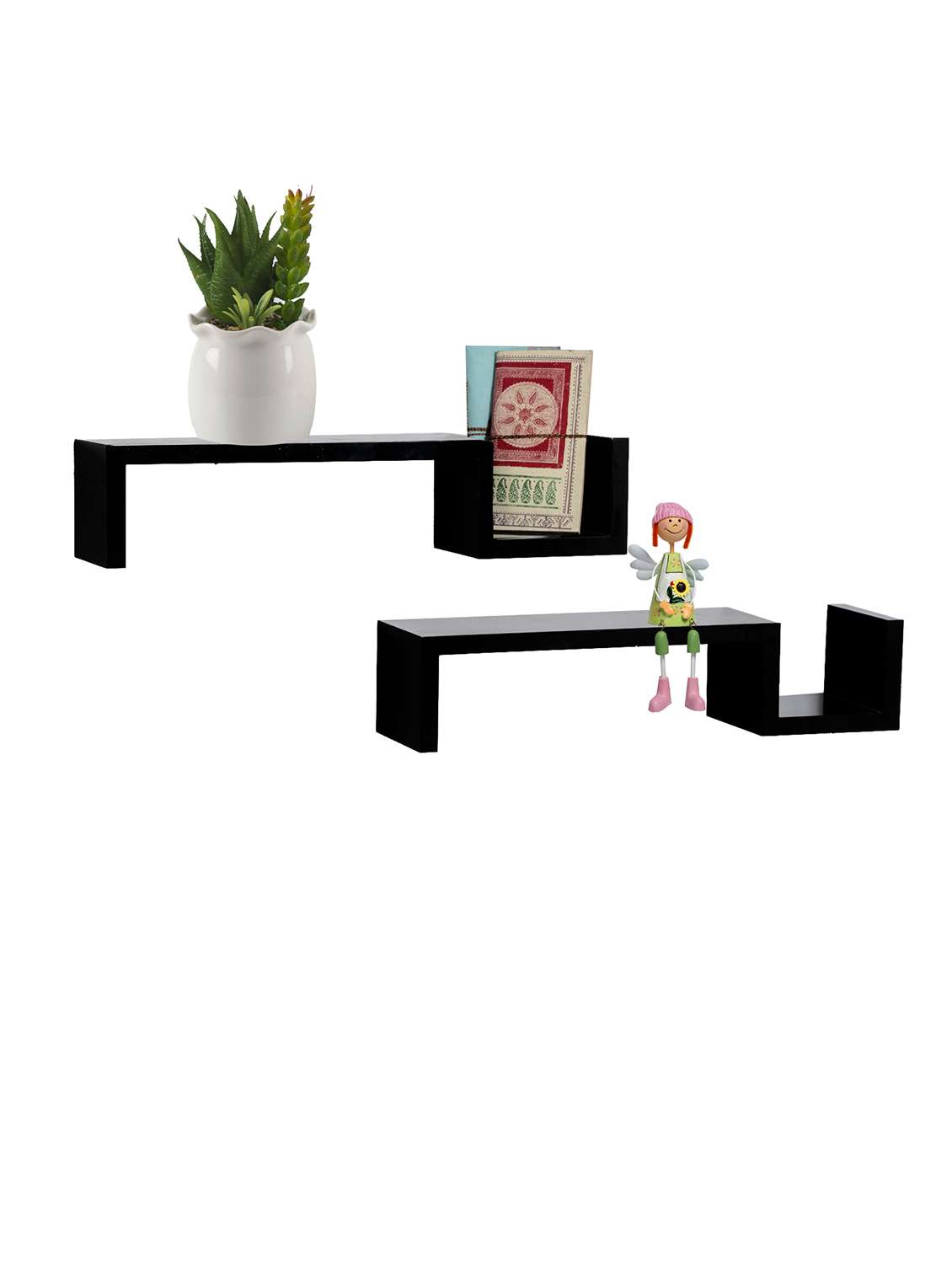 lovely & creative brown wall shelves