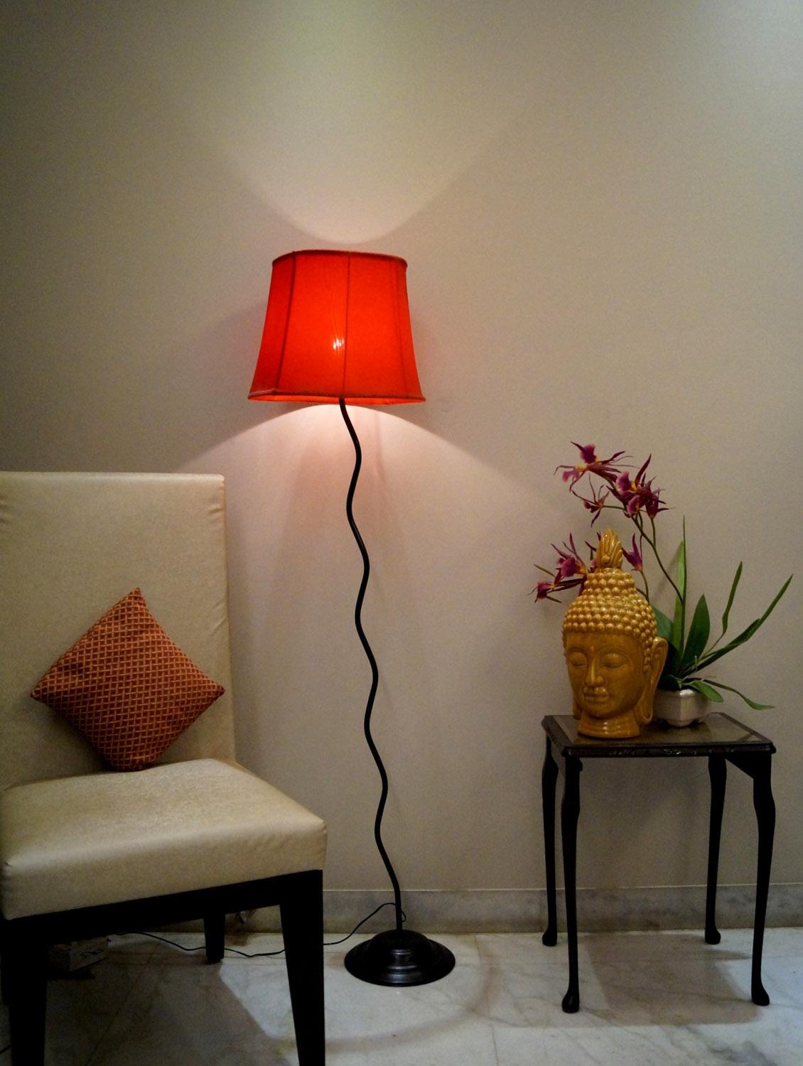 Metal Zig Zag Floor Lamp With Big Shade