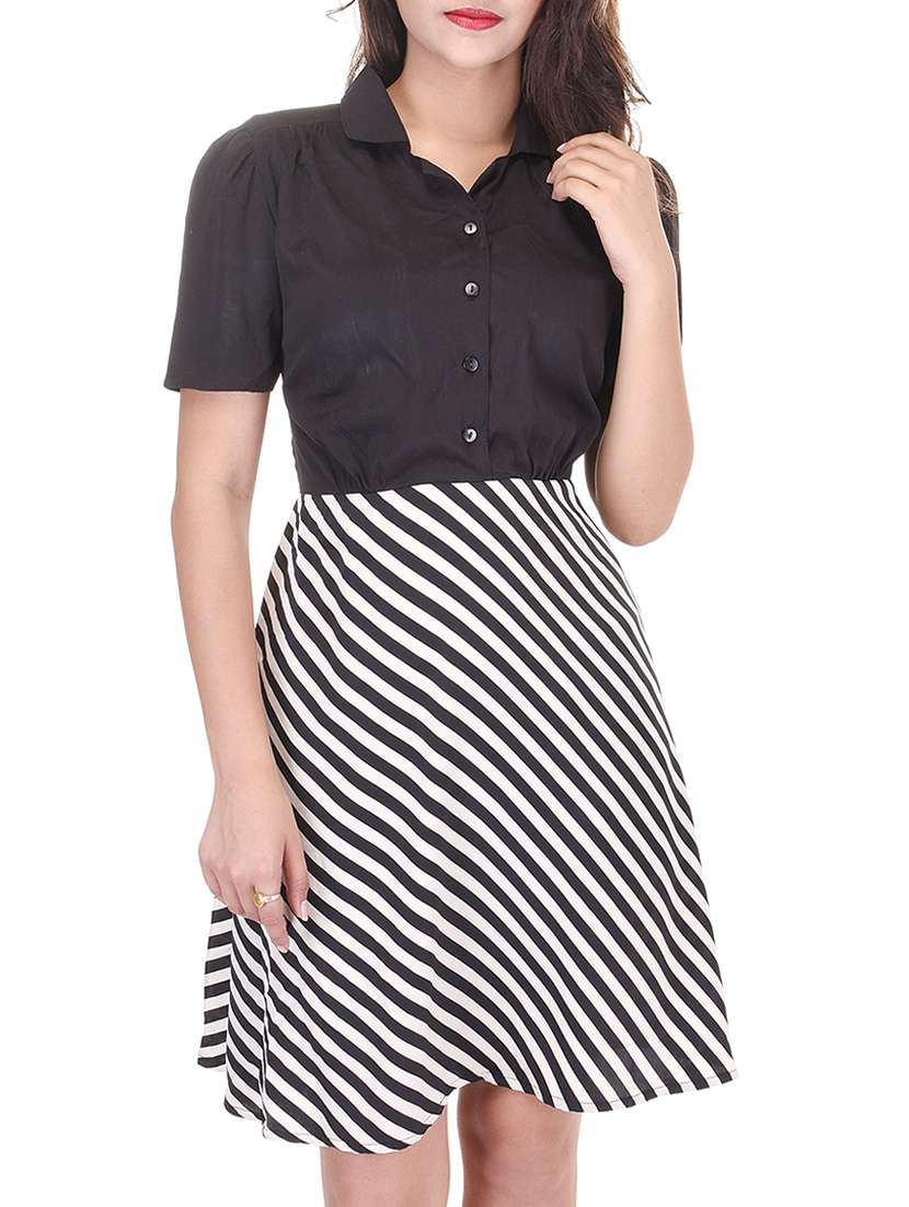 black polyester dress