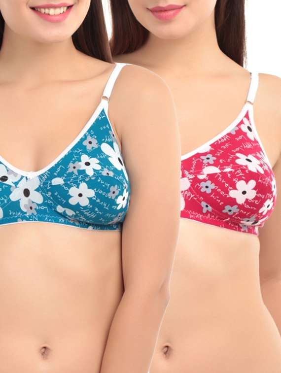set of 2 multi colored cotton regular bra