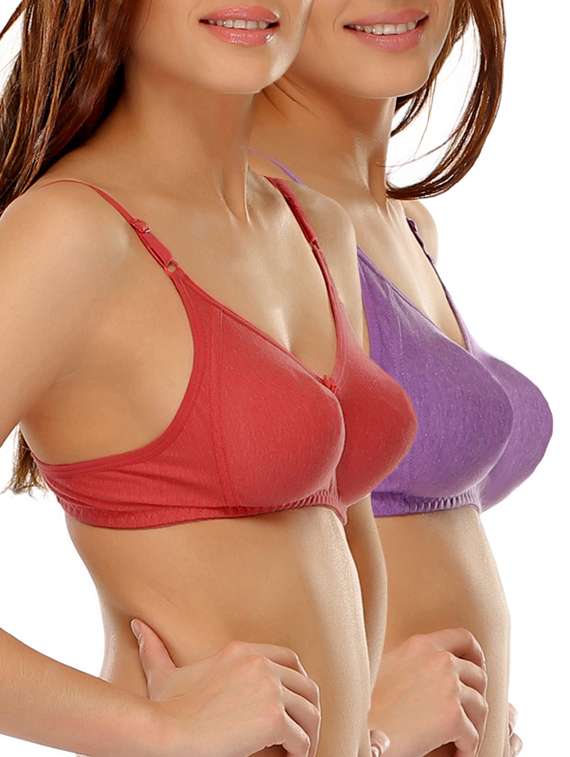 set of 2 multi colored cotton blend regular bra