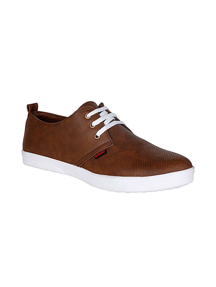brown leatherette lace up sneaker