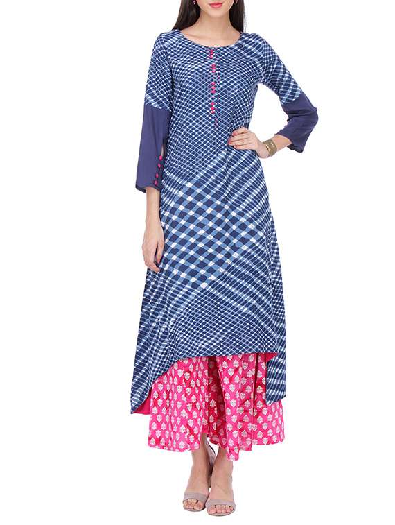Varanga Blue Rayon Kurta with Palazzo