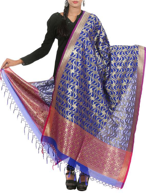 blue silk dupatta