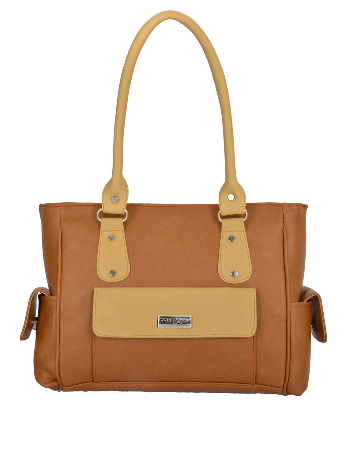tan leatherette handbag