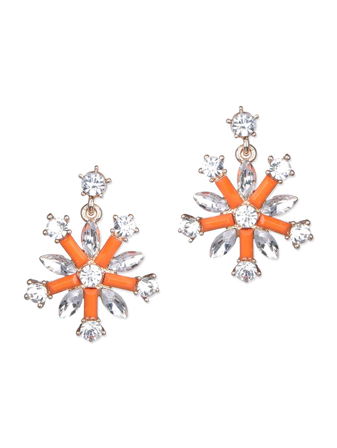 orange floral pattern earrings