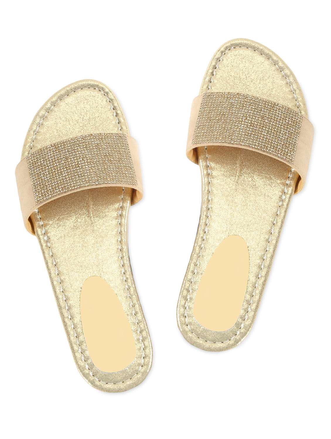 Buy online Beige Embellished Sandals from flats for Women by