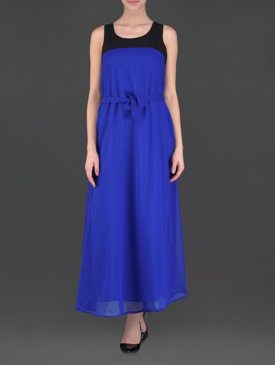 Blue Sleeveless Maxi Dress - Eyelet