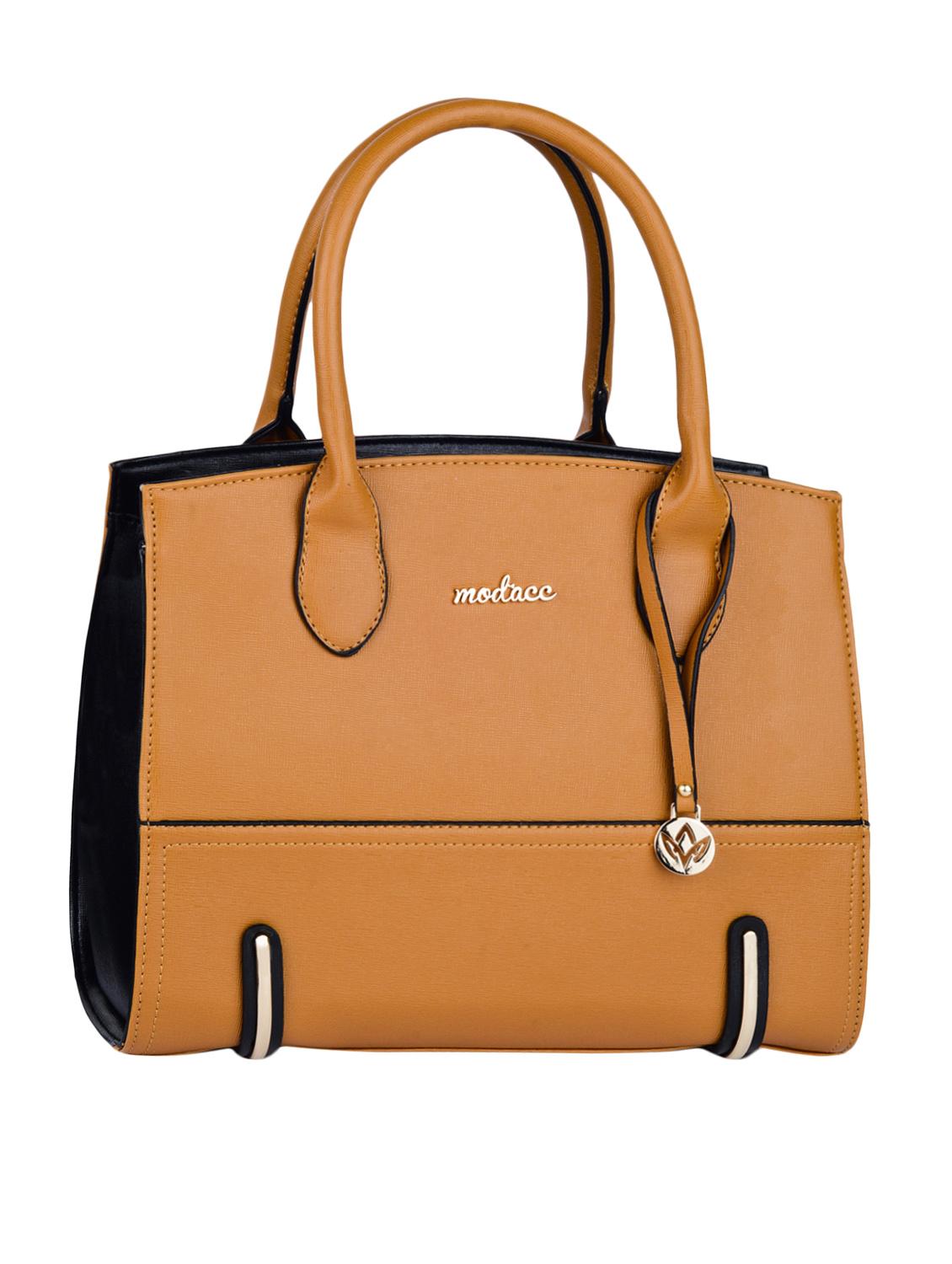 Leatherette Plain Solid Handbag - Mod'acc